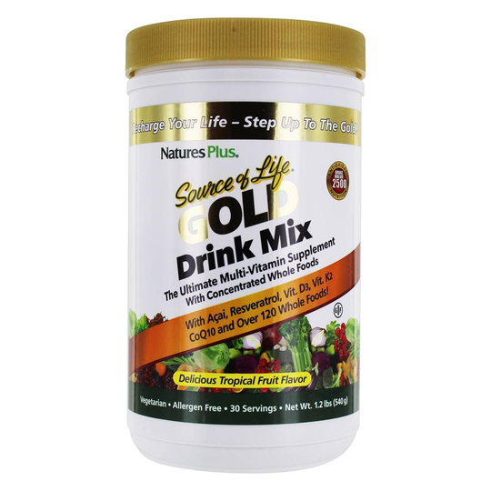 Natures Plus - Source of Life Gold Drink Mix Delicious Tropical Fruit Flavor - 1.2 lbs.
