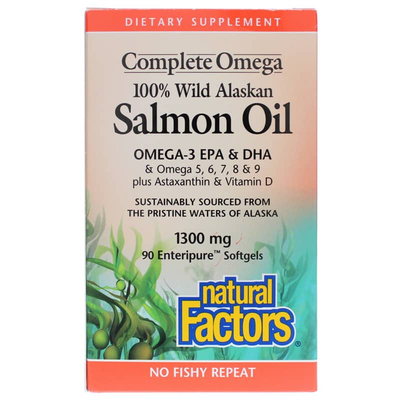 Natural Factors Complete Omega Wild Alaskan Salmon Oil 1300 Mg 90 Softgels