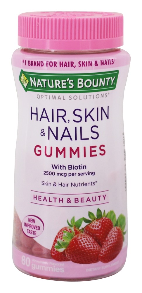 Nature's Bounty - Optimal Solutions Hair Skin & Nails Strawberry 2500 mcg. - 80 Gummies
