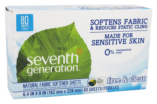 Seventh Generation - Natural Fabric Softener Sheets Free & Clear - 80 Sheet(s)