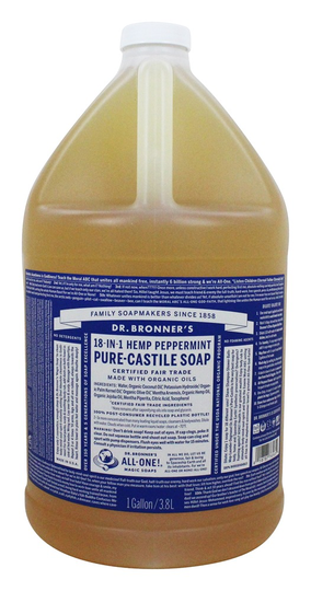 Dr. Bronners - 18-in-1 Hemp Pure Castile Liquid Soap Peppermint - 128 fl. oz. - 1 Gallon