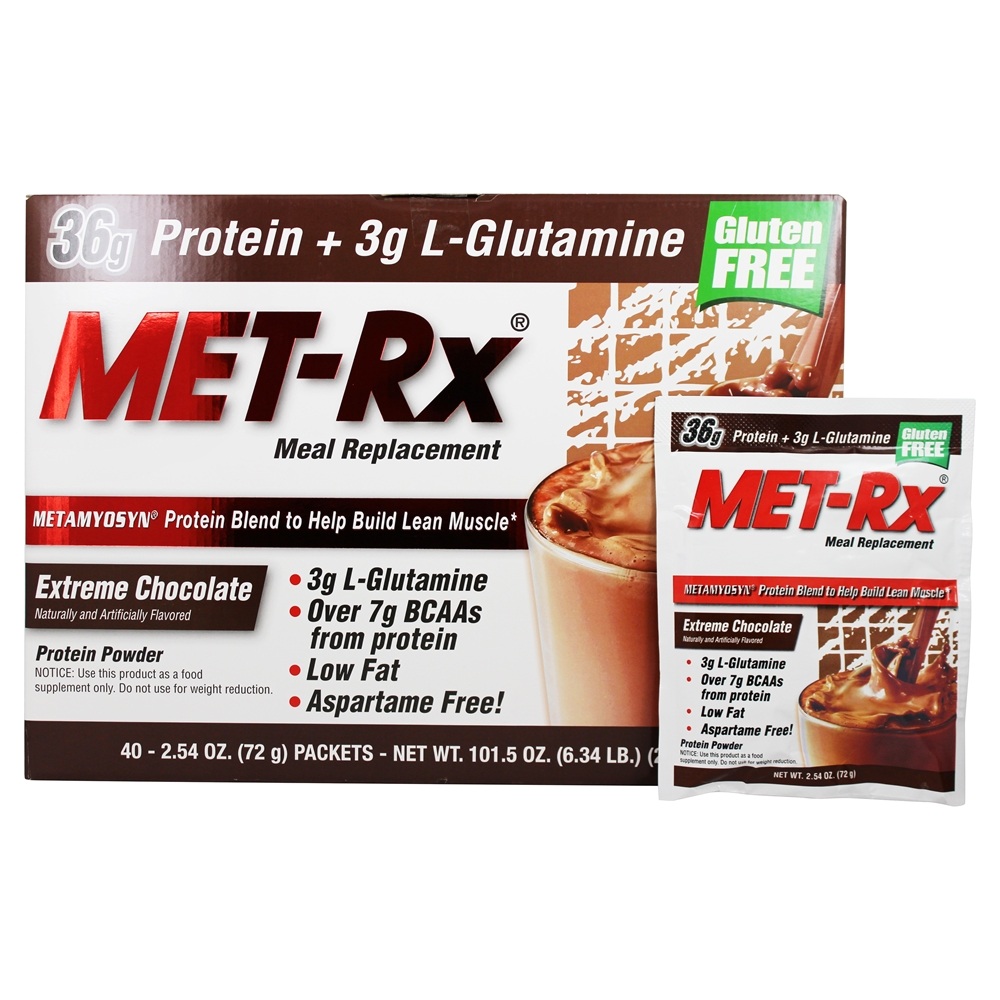 MET-Rx - Meal Replacement Protein Powder Extreme Chocolate - 40 Packet(s)