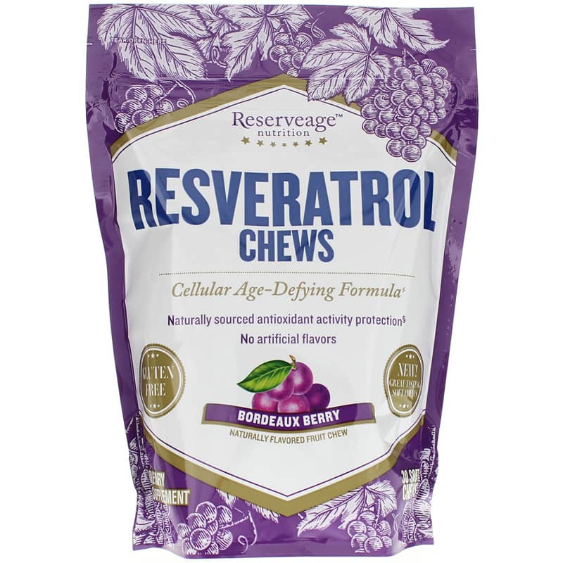 Reserveage Nutrition Resveratrol Chews Bordeaux Berry 30 Soft Chews