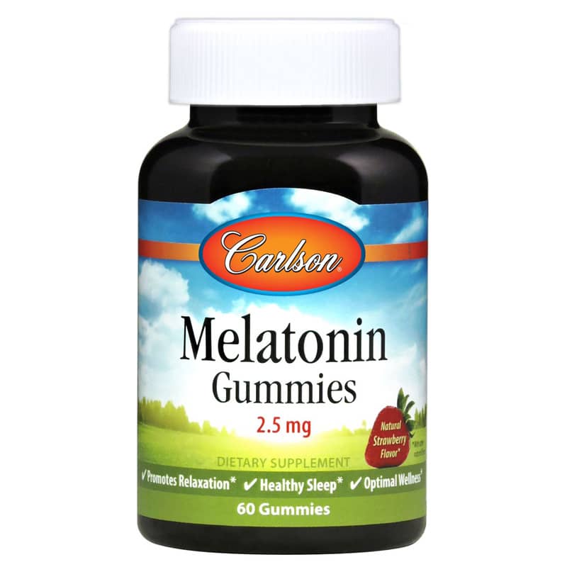 Carlson Labs Melatonin Gummies 2.5 Mg with Natural Strawberry Flavor 60 Gummies