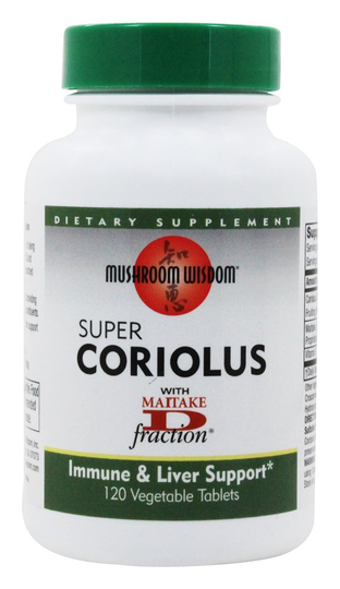 Mushroom Wisdom - Super Coriolus - 120 Vegetarian Tablets Formerly Maitake Products