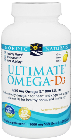 Nordic Naturals - Ultimate Omega - D3 Lemon 1000 mg. - 120 Softgels