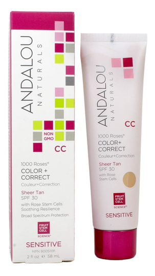 Andalou Naturals - 1000 Roses Color Correct with Rose Stem Cells Sheer Tan 30 SPF - 2 fl. oz.