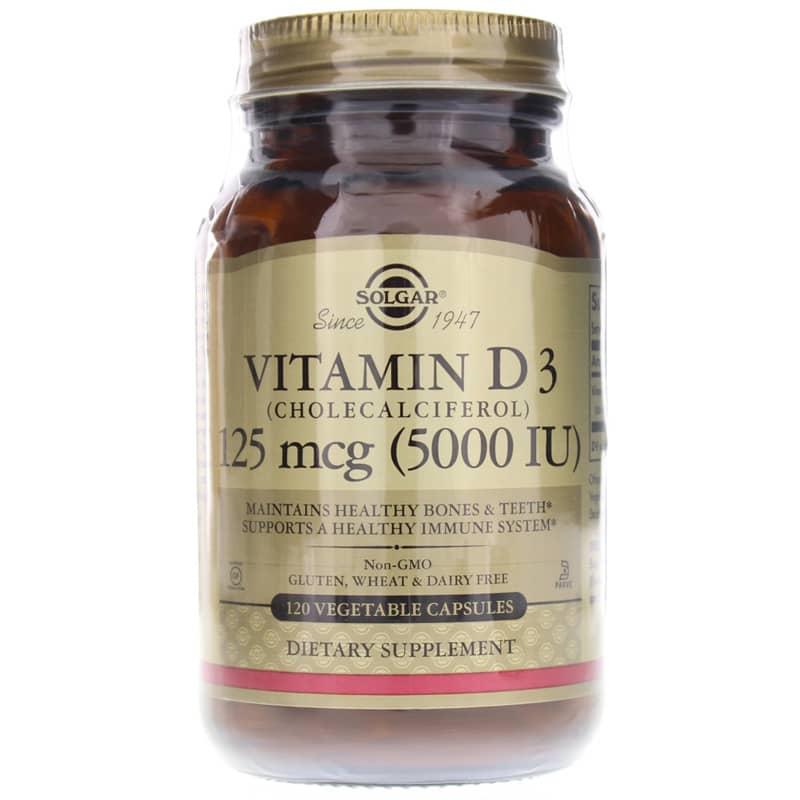 Solgar Vitamin D3 125 Mcg (5000 IU) 120 Veg Capsules