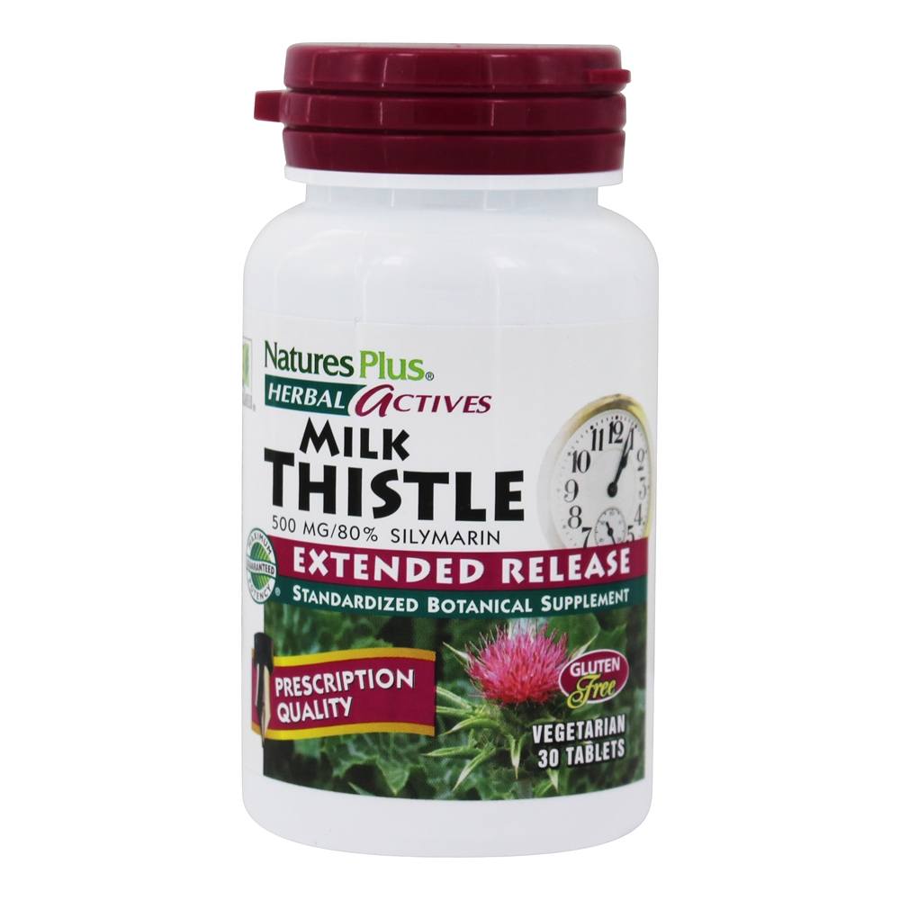 Natures Plus - Herbal Actives Extended Release Milk Thistle 500 mg. - 30 Tablets