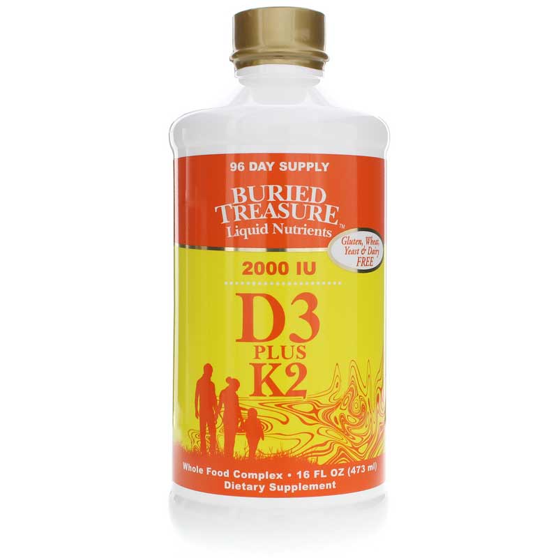 Buried Treasure Liquid Vitamin D3 2000 IU Plus K2 16 Oz