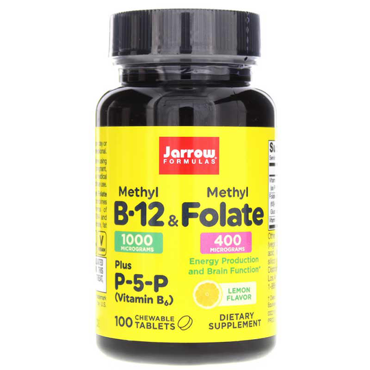 Jarrow Formulas Methyl B-12 & Methyl Folate Lemon 100 Chewable Tablets