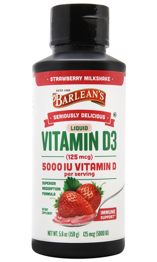 Barlean's - Seriously Delicious Vitamin D3 Liquid Strawberry Milkshake 5000 IU - 5.6 oz.