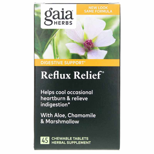 Gaia Herbs Reflux Relief Rapid Relief 45 Chewable Tablets