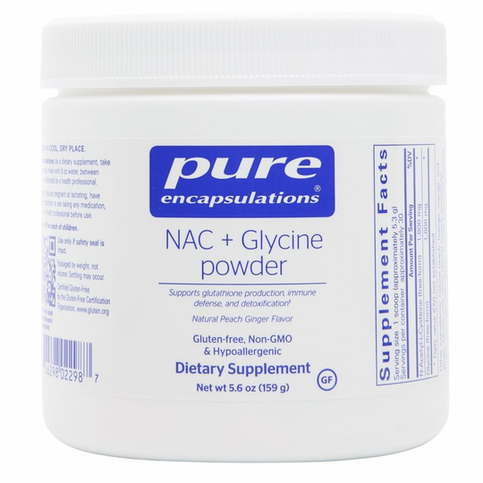 Pure Encapsulations - NAC Glycine Powder Natural Peach Ginger Flavor - 5.6 oz.