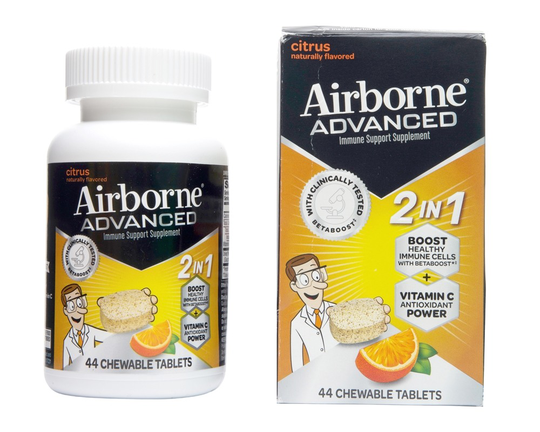 Airborne - Advanced 2 in 1 Immune Support Supplement - 44 Chewable Tablets