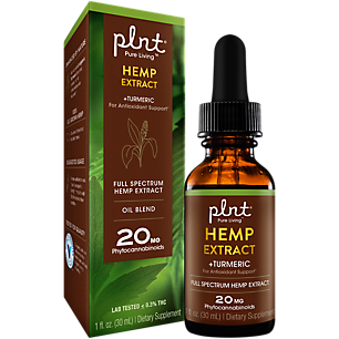Hemp Extract Full Spectrum Liquid + Turmeric - Antioxidant Support - 20 MG per Serving (1 fl. oz.)