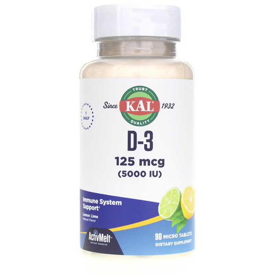 Kal D-3 125mcg (5000 IU) ActivMelt Lemon Lime 90 Tablets