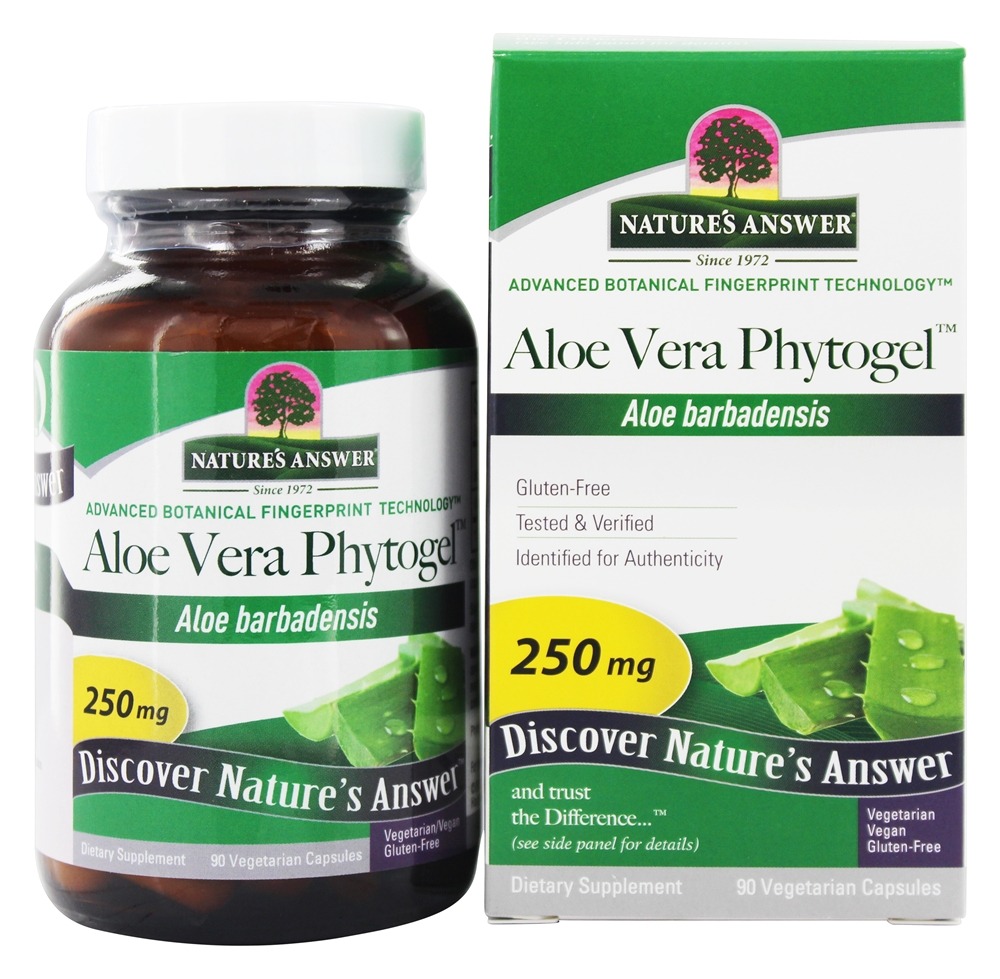Nature's Answer - Aloe Vera Phytogel Once Daily Single Herb Supplement - 90 Vegetarian Capsules