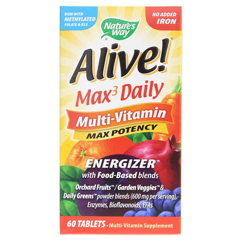 Natures Way Alive Max3 Daily Multi-Vitamin No Iron Added 60 Tablets