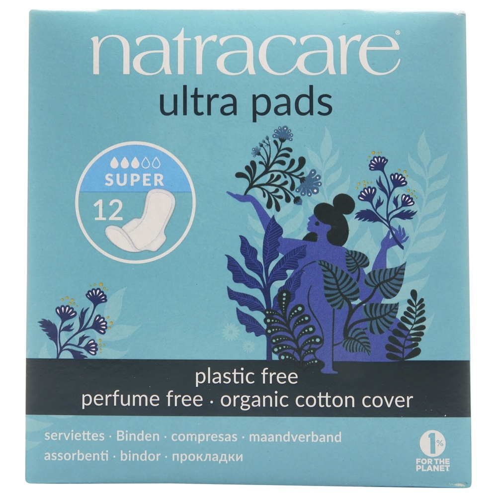 Natracare - Cotton Natural Feminine Pads Ultra Super with Wings - 12 Pad(s)