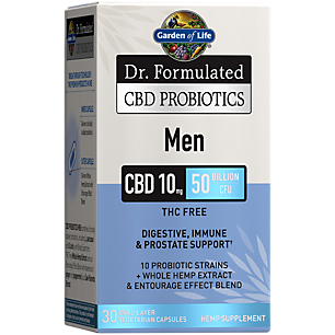 Dr. Formulated CBD Probiotics for Men - Supports Digestive, Immune & Prostate Health- 10 MG Per Serving (30 Capsules)
