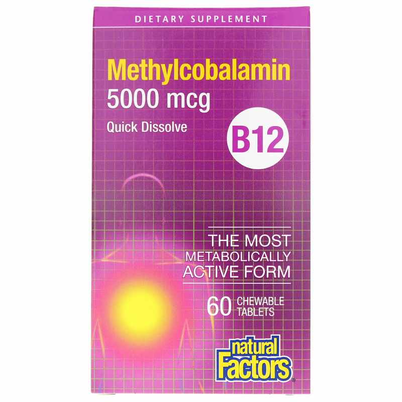 Natural Factors B12 Methylcobalamin 5000 Mcg 60 Chewable Tablets