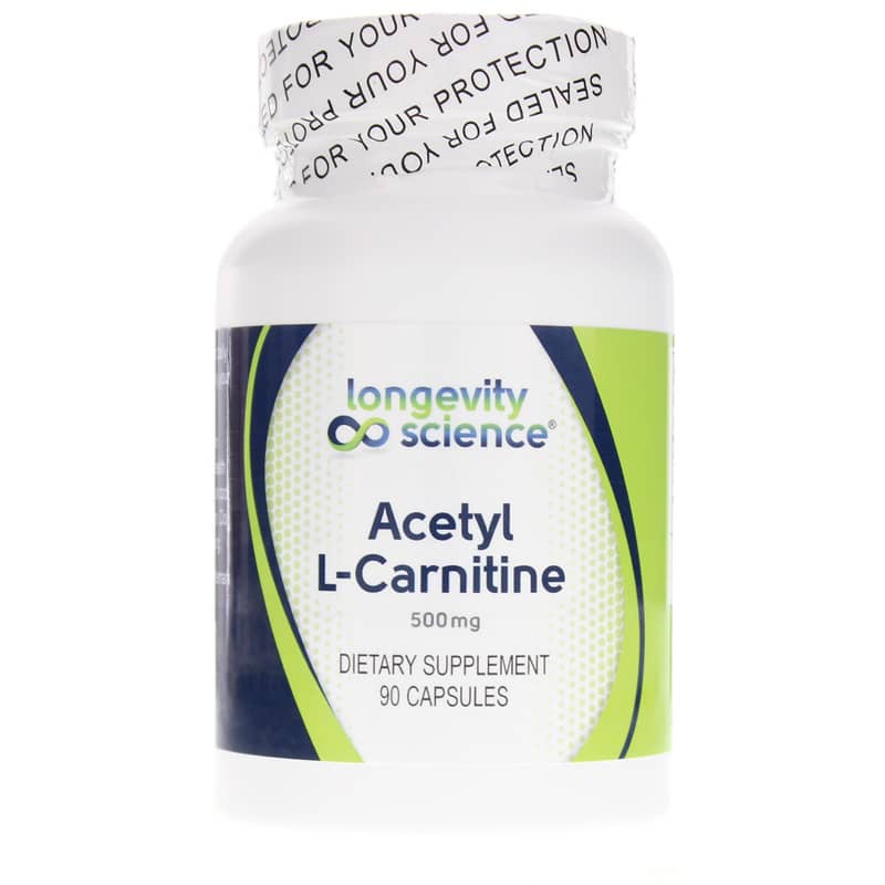 Longevity Science Acetyl L-Carnitine 500 Mg 90 Veg Capsules