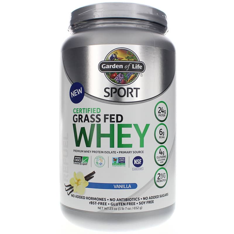 Garden of Life Sport Certified Grass Fed Whey Protein Vanilla 23 Oz