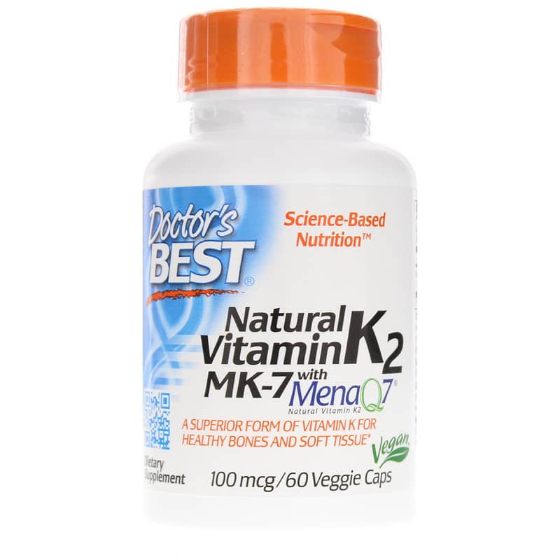 Doctors Best Natural Vitamin K2 Mk-7 100 Mcg 60 Veg Capsules