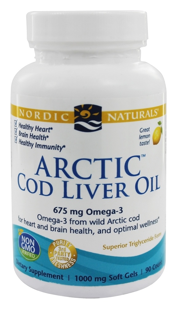 Nordic Naturals - Arctic Cod Liver Oil Lemon 1000 mg. - 90 Softgels