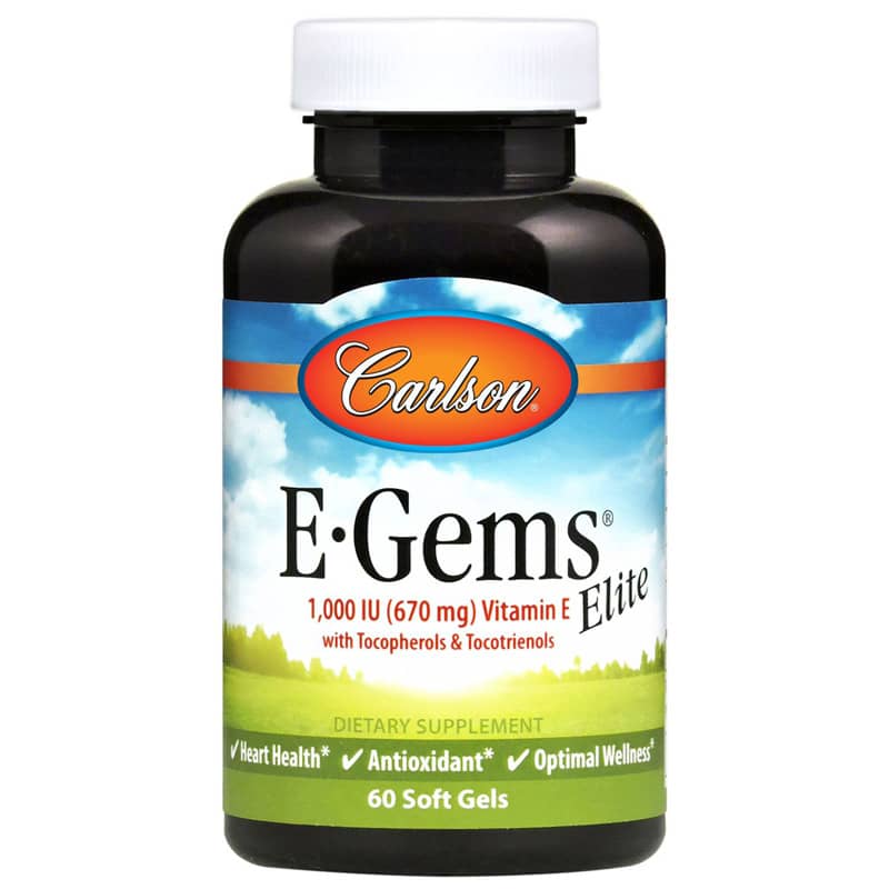 Carlson Labs E-Gems Elite 1000 IU Natural Vitamin E 60 Softgels