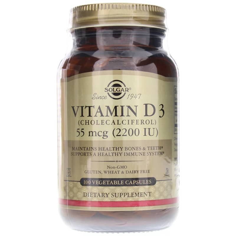 Solgar Vitamin D3 55 Mcg (2200 IU) 100 Veg Capsules