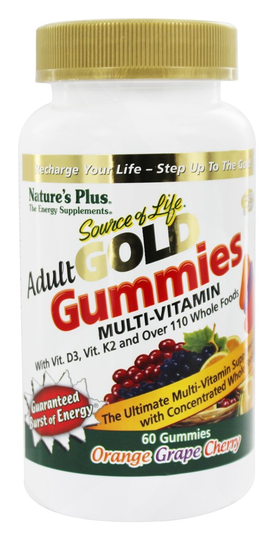 Natures Plus - Source of Life Gold Adult Multi-Vitamin Orange Grape Cherry - 60 Gummies