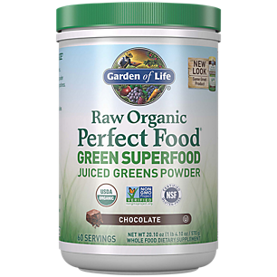 Raw Organic Perfect Food Green Superfood - Juiced Greens Powder - Chocolate Cacao (60 Servings)