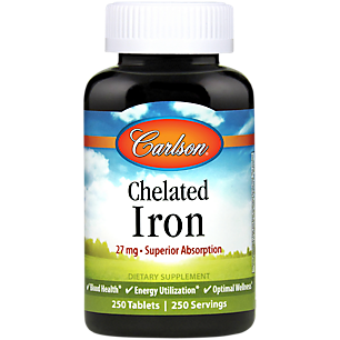 Chelated Iron for Enhanced Absorption - 27 MG (250 Tablets)