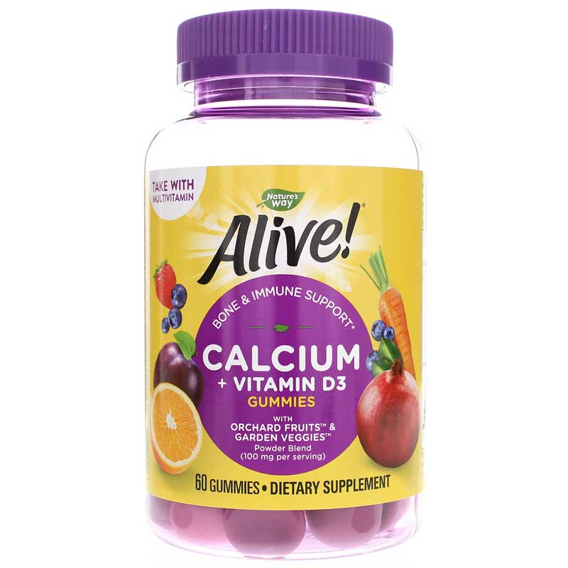 Natures Way Alive Calcium + D3 Gummies 60 Gummies