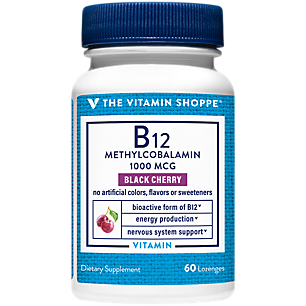 B12 Methylcobalamin - Energy Production & Nervous System Support - 1,000 MCG - Black Cherry (60 Lozenges)