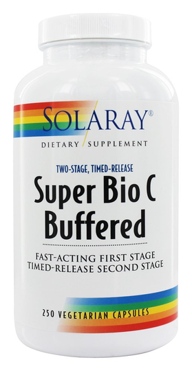 Solaray - Super Bio C Buffered Two-Stage Timed-Release - 250 Vegetarian Capsules