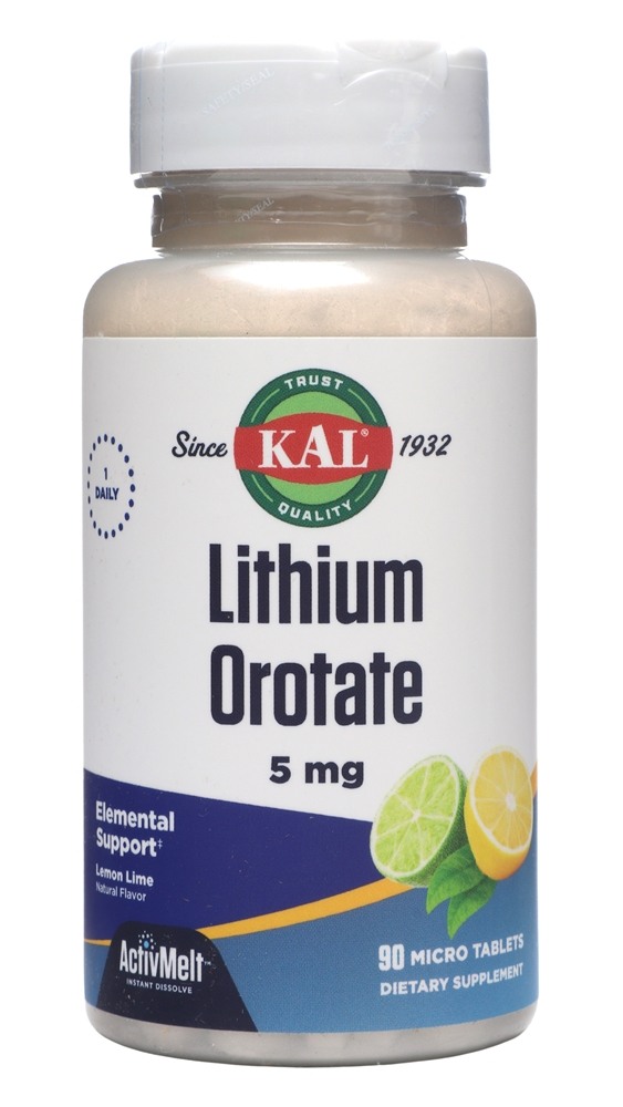 Kal - Lithium Orotate Lemon Lime Natural Flavor 5 mg. - 90 Micro Tablets