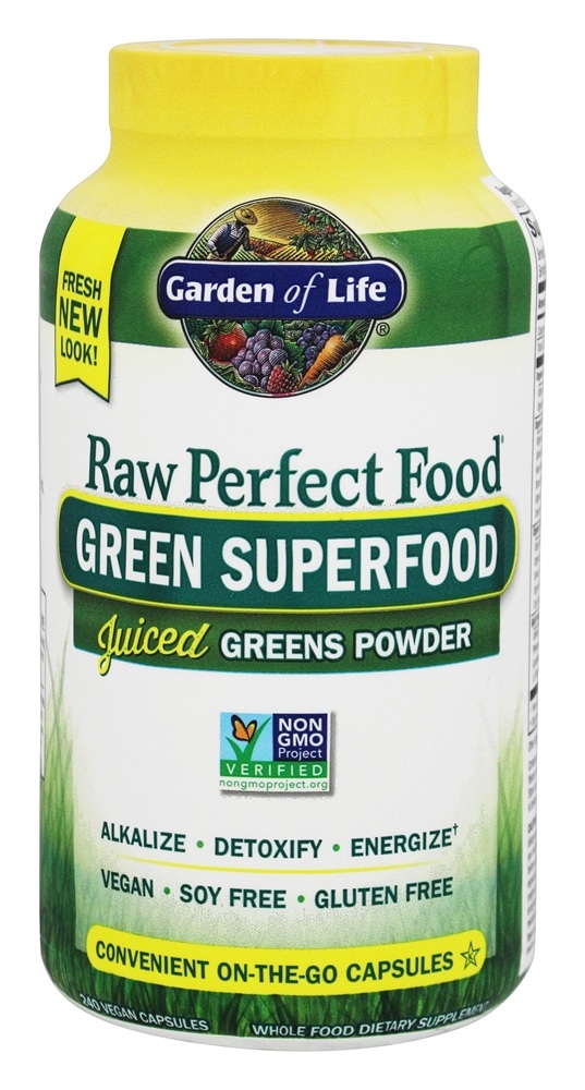 Garden of Life - Raw Perfect Food Green Super Food - 240 Vegetarian Capsules
