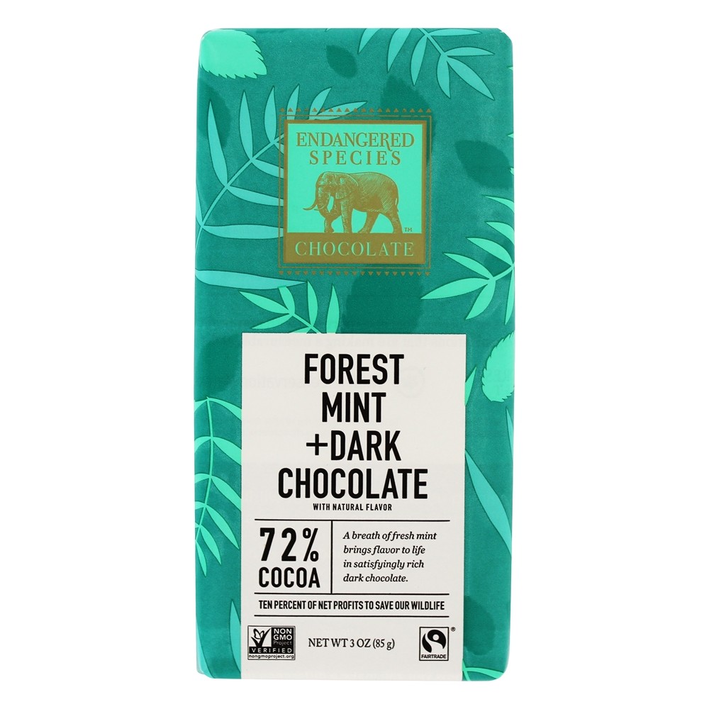 Endangered Species - Dark Chocolate Bar 72 Cocoa Forest Mint - 3 oz.