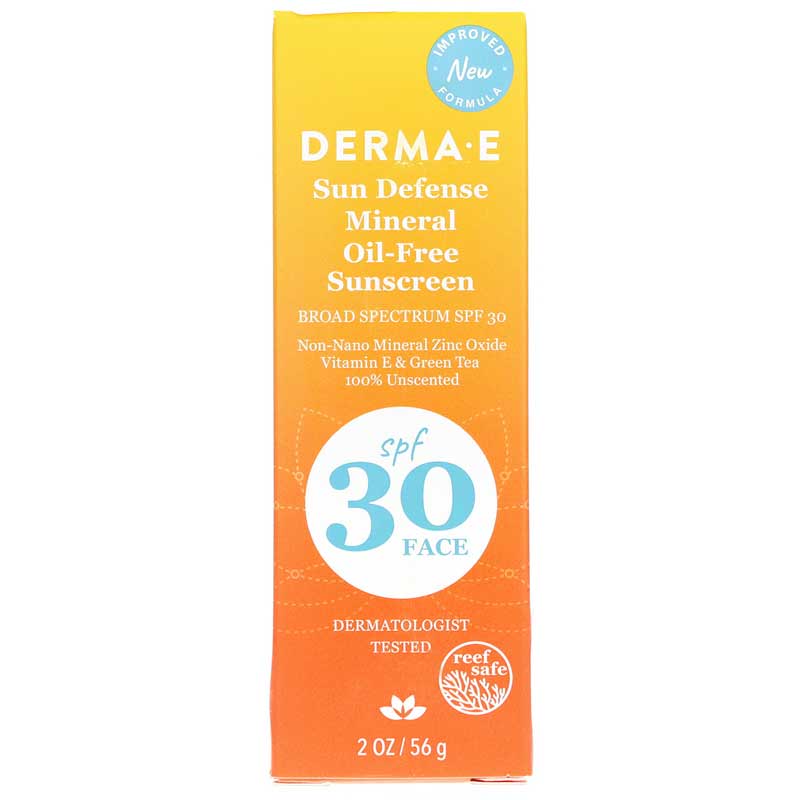 Derma E Sun Defense Mineral Oil-Free Sunscreen Face 2 Oz