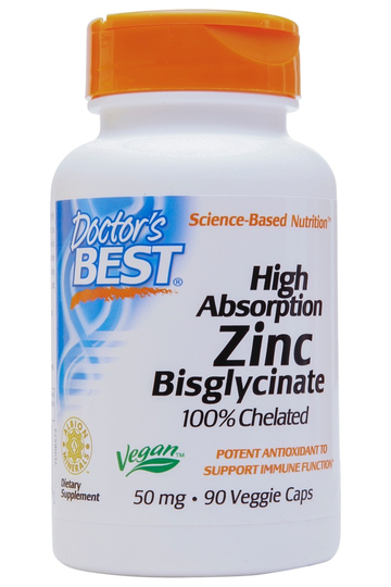 Doctor's Best - High Absorption Zinc Bisglycinate 50 mg. - 90 Veg Capsules