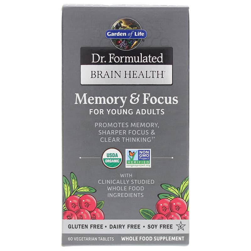 Garden of Life Dr. Formulated Brain Health Memory & Focus for Young Adults 60 Veg Tablets