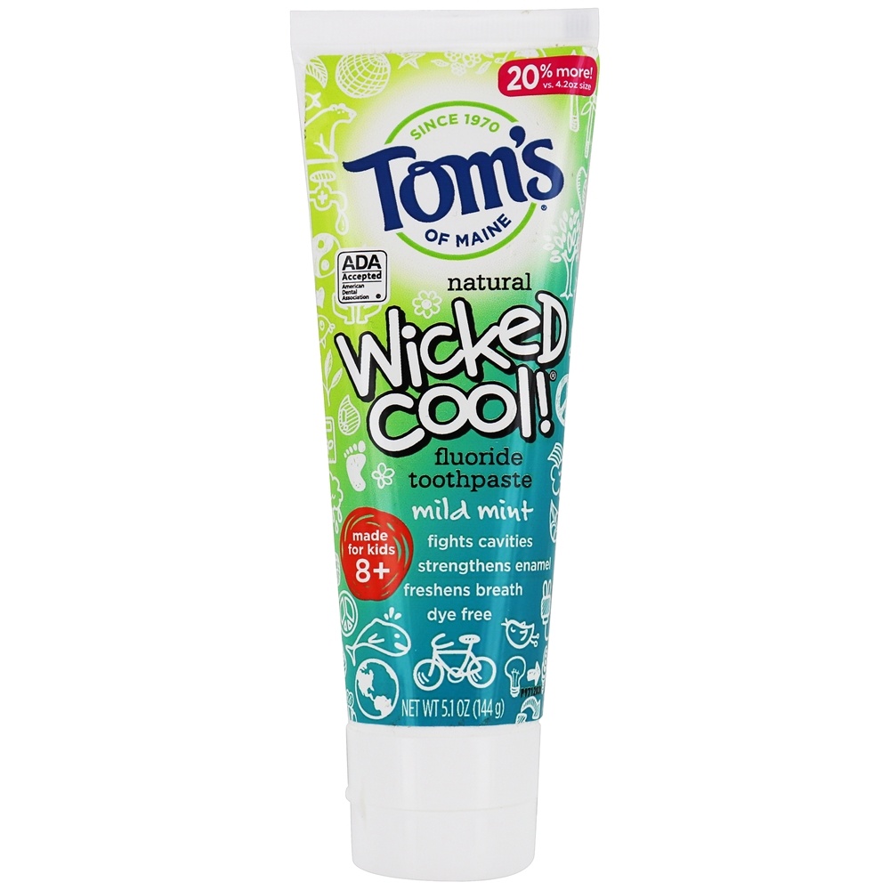 Tom's of Maine - Natural Wicked Cool Children's 8 Fluoride Toothpaste Mild Mint - 5.1 oz.