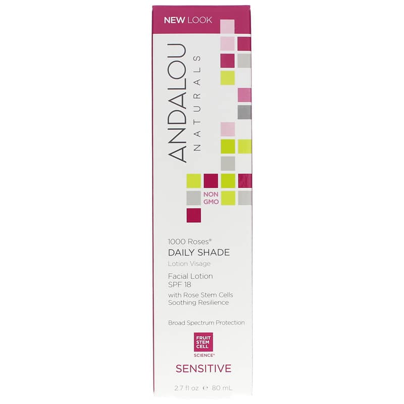 Andalou Naturals 1000 Roses Daily Shade Facial Lotion with Spf18, Sensitive Formula 2.7 Oz