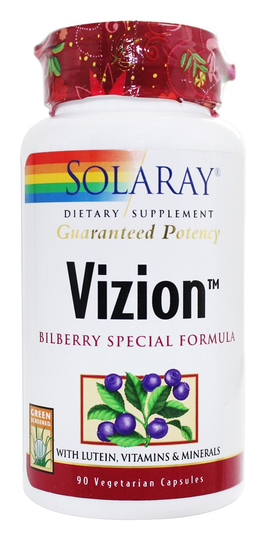 Solaray - Guaranteed Potency Vizion Bilberry Special Formula - 90 Vegetarian Capsules