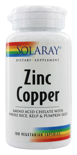 Solaray - Zinc 50mg Copper 2 mg. - 100 Vegetarian Capsules