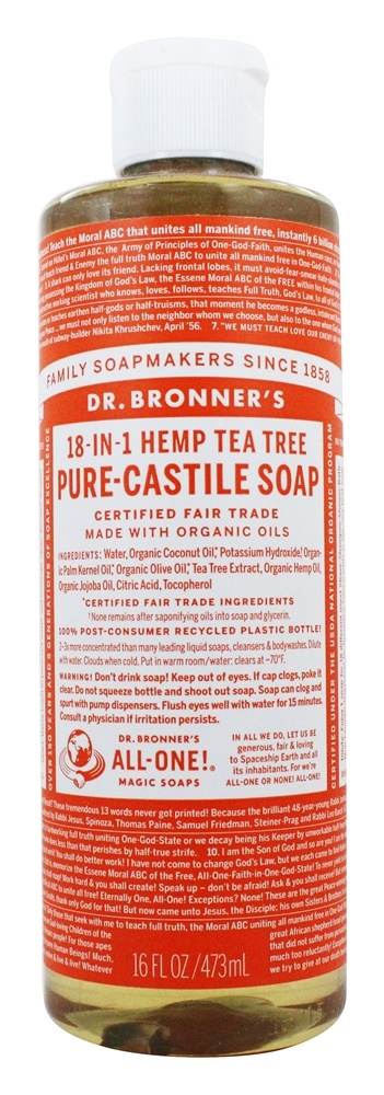 Dr. Bronners - 18-in-1 Hemp Pure Castile Liquid Soap Tea Tree - 16 fl. oz.