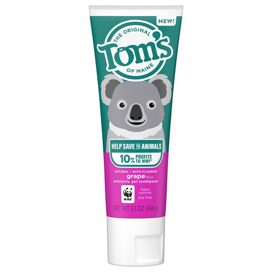 Tom's of Maine - Help Save the Animals Children's Natural Fluoride Anticavity Gel Toothpaste Grape - 5.1 oz.